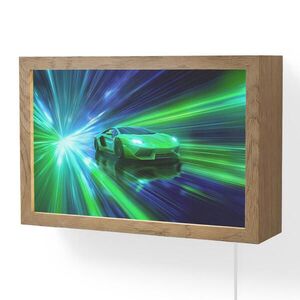 OnlyWow NÁSTĚNNÁ LAMPA Rychlost - Lehké - Sportovní vůz - Zelená 30x20 cm obraz