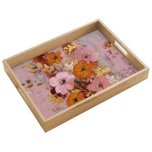 OnlyWow SERVÍROVACÍ PODNOS Malování - Květiny - Rustikální - Růžová 40x30 cm obraz