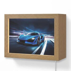 OnlyWow NÁSTĚNNÁ LAMPA Auto - Modrá - Chlapci - Dítě 20x15 cm obraz