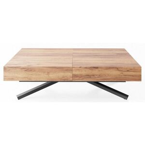 WFL GROUP KONFERENČNÍ STOLEK Cavetta X Výškově Nastavitelný a Rozkládací s Černou Kovovou Podnoží, Dub Craft Hnědý 120-200/80/27-76 cm obraz