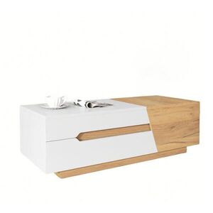 OKWISH KONFERENČNÍ stolek 120/50/37, 5 cm bílý a v přírodní barvě z MDF se zásuvkami a posuvným úložným prostorem obraz
