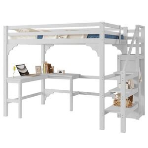 OKWISH PATROVÁ postel 140/200 cm s L-stylovou deskou z borovicového dřeva v bílé barvě obraz