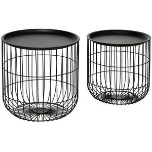 OKWISH SADA 2 odkládacích stolků 40/40/40 cm černá z oceli s úložným prostorem obraz