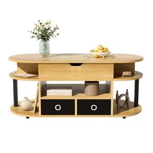 OKWISH KONFERENČNÍ stolek 105/50/60 cm černý v dekoru dřeva z dřevotřísky se zvedací deskou a úložným prostorem obraz