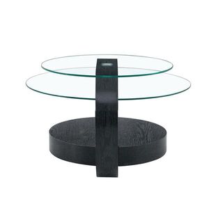 OKWISH KONFERENČNÍ stolek 70/70/45 cm černá transparentní z MDF a skla s víceúrovňovým odkládáním obraz