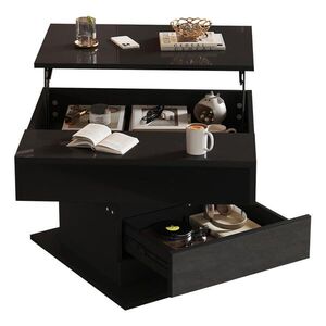 OKWISH KONFERENČNÍ stolek 70/70/45 cm černý z dřevotřísky s otočnou a zvedací deskou obraz