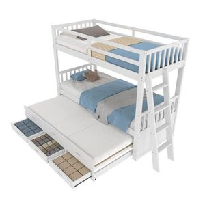 OKWISH DĚTSKÁ palanda 90/200 cm z bílého borovicového dřeva se 3 zásuvkami obraz