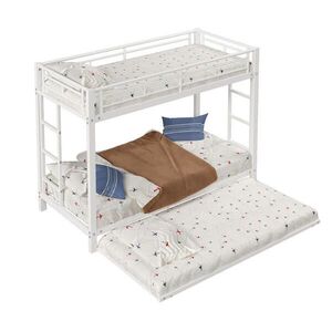 OKWISH PATROVÁ postel 90/200 cm bílá s výsuvnou přistýlkou a vysokými zábradlími obraz