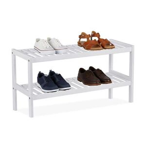Relaxdays BOTNÍK Bílá bambus 2-patra 33x70x26 cm obraz