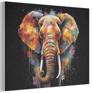 MuchoWow AKUSTICKÝ obraz Slon - Graffiti - Černá - Zvířata - Barvy 100x70 cm obraz