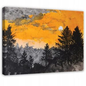 Wallarena PLÁTNO Lesní stromy oranžové 120x80 cm obraz