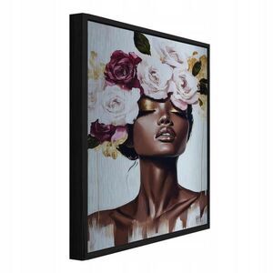 Wallarena ZARÁMOVANÝ obraz ženy s růžovými květinami 100x150 cm obraz