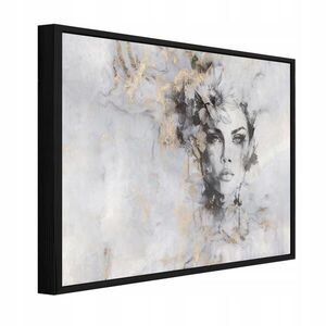 Wallarena ZARÁMOVANÝ obraz ženy v betonově béžové barvě 120x80 cm obraz