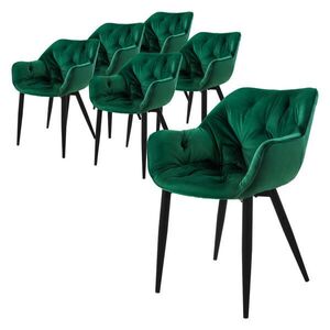 ML-DESIGN JÍDELNÍ ŽIDLE, sada 6 ks, tmavě zelený samet obraz
