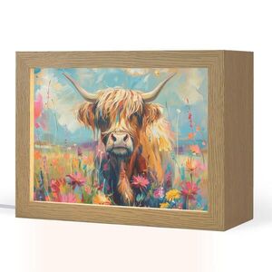 OnlyWow STOLNÍ LAMPA Skotský horal - Příroda - Barevné - Květiny 20x15 cm obraz