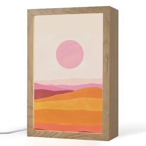 OnlyWow STOLNÍ LAMPA Kopce - oranžová - slunce - abstraktní 20x30 cm obraz