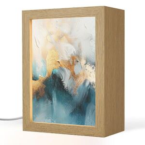 OnlyWow STOLNÍ LAMPA Abstraktní - umění - zlatá - modrá 15x20 cm obraz