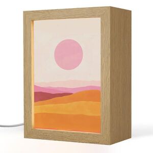 OnlyWow STOLNÍ LAMPA Kopce - oranžová - slunce - abstraktní 15x20 cm obraz