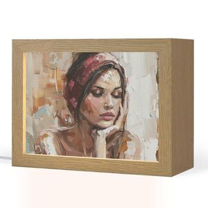 OnlyWow STOLNÍ LAMPA Žena - vzhled malby - portrét - moderní 20x15 cm obraz