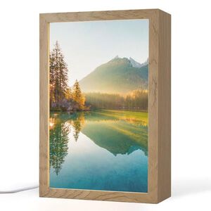 OnlyWow STOLNÍ LAMPA Jezero - Les - Hory - Příroda - Slunce - Krajina 20x30 cm obraz