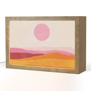 OnlyWow STOLNÍ LAMPA Kopce - oranžová - slunce - abstraktní 30x20 cm obraz