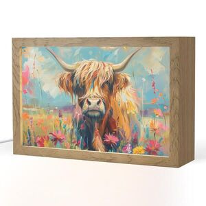 OnlyWow STOLNÍ LAMPA Skotský horal - Příroda - Barevné - Květiny 30x20 cm obraz