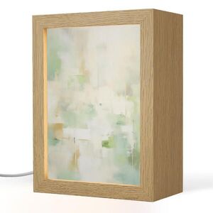 OnlyWow STOLNÍ LAMPA Abstraktní - Umění - Bílá - Zelená - Moderní 15x20 cm obraz