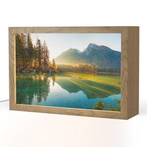OnlyWow STOLNÍ LAMPA Jezero - Les - Hory - Příroda - Slunce - Krajina 30x20 cm obraz