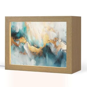 OnlyWow STOLNÍ LAMPA Abstraktní - umění - zlatá - modrá 20x15 cm obraz