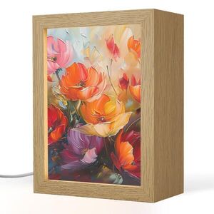 OnlyWow STOLNÍ LAMPA Květiny - barevné - malba - abstraktní - umění 15x20 cm obraz