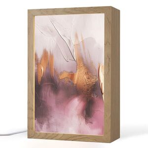 OnlyWow STOLNÍ LAMPA Fialová - abstraktní - barva - zlatá 20x30 cm obraz