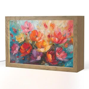 OnlyWow STOLNÍ LAMPA Květiny - barevné - malba - abstraktní - umění 30x20 cm obraz