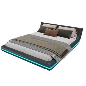 OKWISH POSTEL 160/200 cm černá z PU s LED osvětlením a dálkovým ovládáním obraz