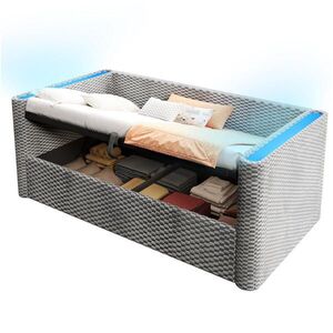 OKWISH POSTEL 90/200 cm šedá ze sametu s LED osvětlením a úložným prostorem obraz