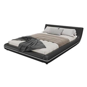 OKWISH PODLAHOVÁ postel 140/200 cm černá z PU s LED osvětlením obraz
