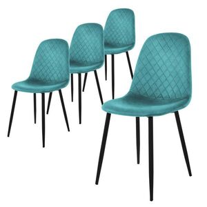 ML-DESIGN JÍDELNÍ ŽIDLE, sada 4 ks, petrolejový samet obraz