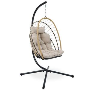 Beautysofa ZÁVĚSNÉ KŘESLO Mykonos se stabilním ocelovým rámem, 109 cm, béžové obraz