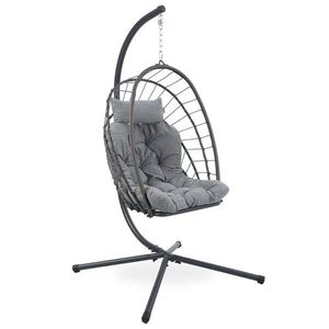 Beautysofa ZÁVĚSNÉ KŘESLO Mykonos se stabilním ocelovým rámem, 109 cm, šedé obraz