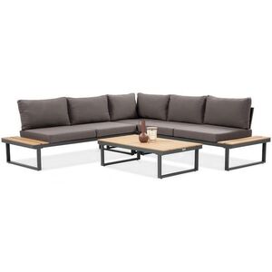 Beautysofa ZAHRADNÍ SADA Madison s rohovou pohovkou a konferenčním stolkem, modulární sestava, kovové nohy, tmavě šedá obraz