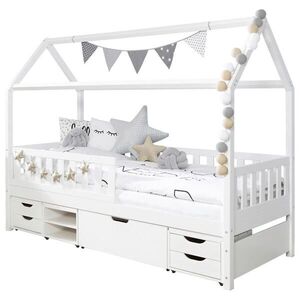 Livetastic DĚTSKÁ POSTEL SE STŘÍŠKOU, 90/200 cm, bílá obraz
