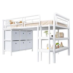 OKWISH PATROVÁ postel 90/200 cm bílá s úložným prostorem a širokými kovovými schody obraz