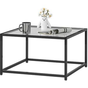 Modfu KONFERENČNÍ stolek z tvrzeného skla 68x68x39 cm černý se stabilní ocelovou konstrukcí v industriálním stylu obraz