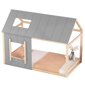 OKWISH DĚTSKÁ postel 90/200 cm přírodní z borovice a MDF v domkovém designu s oknem obraz