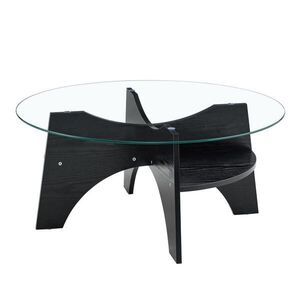 Modfu ODKLÁDACÍ stolek z MDF a skla 80x80x36 cm černá, transparentní s bezpečnostním sklem a stabilní konstrukcí obraz
