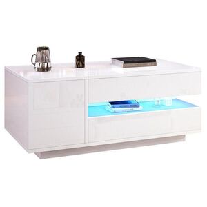 Modfu KONFERENČNÍ stolek z dřevotřísky 95x50x34, 5 cm bílý s LED osvětlením, výškově nastavitelnou deskou a úložným prostorem obraz