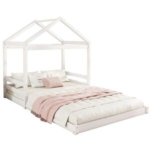 OKWISH DĚTSKÁ postel domeček 140/200 cm bílá z borovice s lamelovým roštem obraz