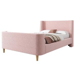 OKWISH DĚTSKÁ postel 90/200 cm růžová z sametu s vesmírným motivem a zaobleným designem obraz