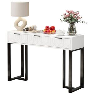 OKWISH KONZOLOVÝ stůl 31, 85/25 cm černá a bílá z MDF s geometrickým dekorem a zásuvkami obraz