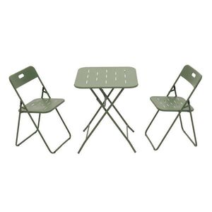 OKWISH ZAHRADNÍ bistro set 60/60/73 cm zelený z oceli skládací 3dílný obraz