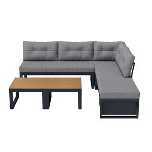 OKWISH ZAHRADNÍ sedací souprava 191, 5/191, 5/79 cm šedá z polyesteru s úložným prostorem a polohováním obraz